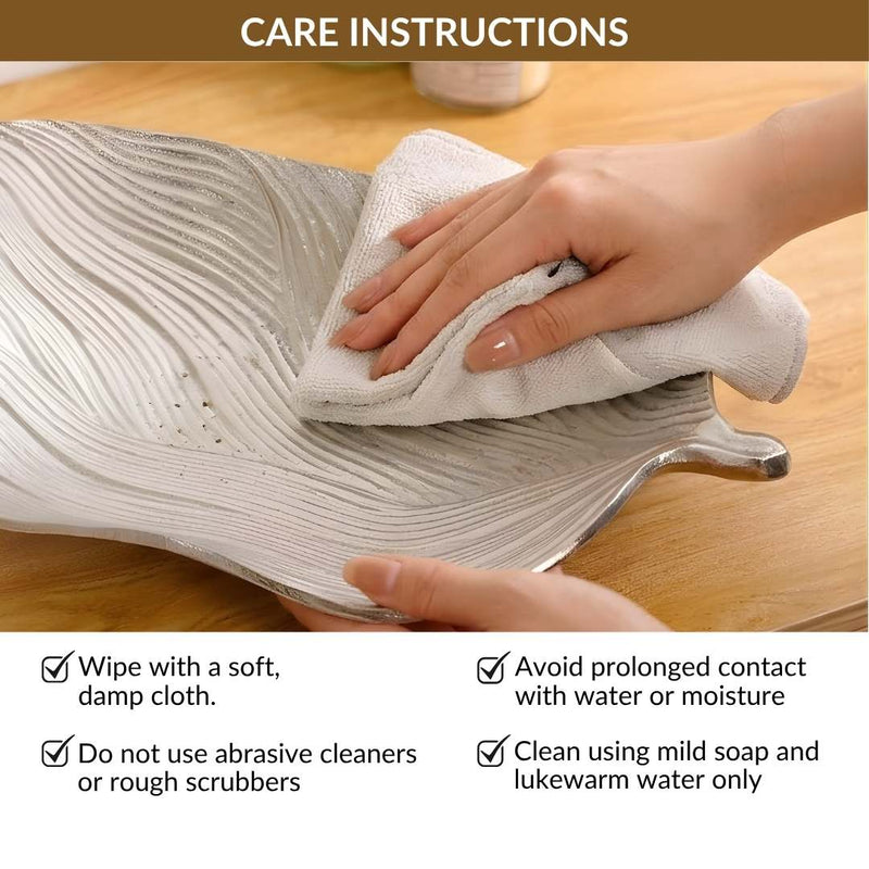 Statement Leaf Table Decorative Tray Silver