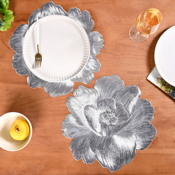 Sterling Peony Silhouette Table Mat Silver Set Of 6