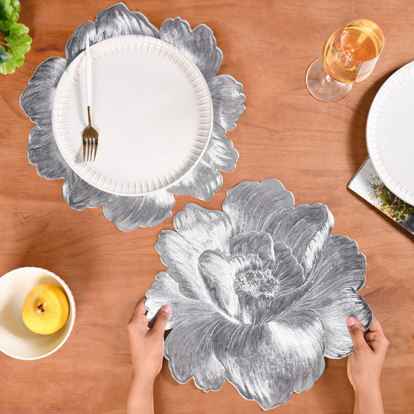 Sterling Peony Silhouette Table Mat Silver Set Of 6