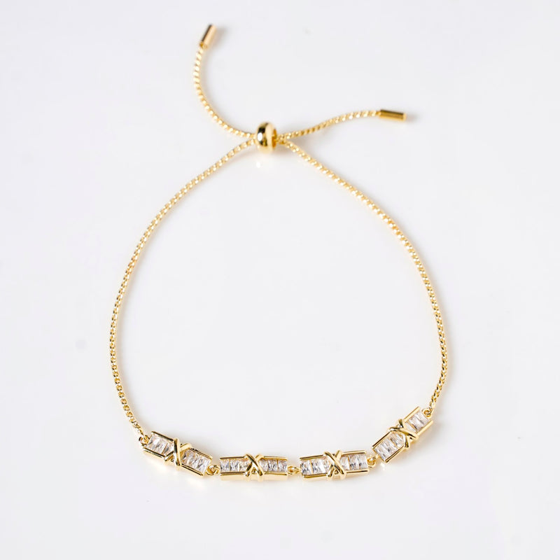 Stitched Sparkle Chain Bracelet Gold