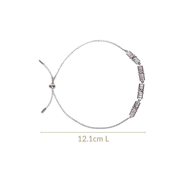 Stitched Sparkle Chain Bracelet Silver