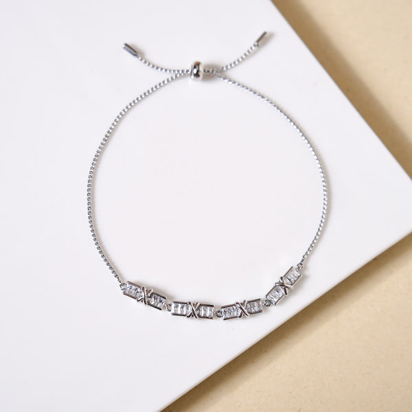 Stitched Sparkle Chain Bracelet Silver