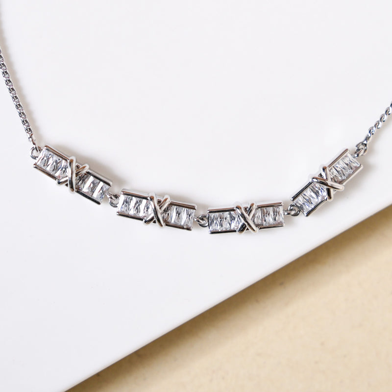 Stitched Sparkle Chain Bracelet Silver