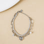 Stone Studded Silver Bow Charm Bracelet