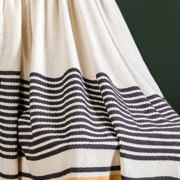 Stripe Story Minimalist Pure Cotton Throw With Boho Balls