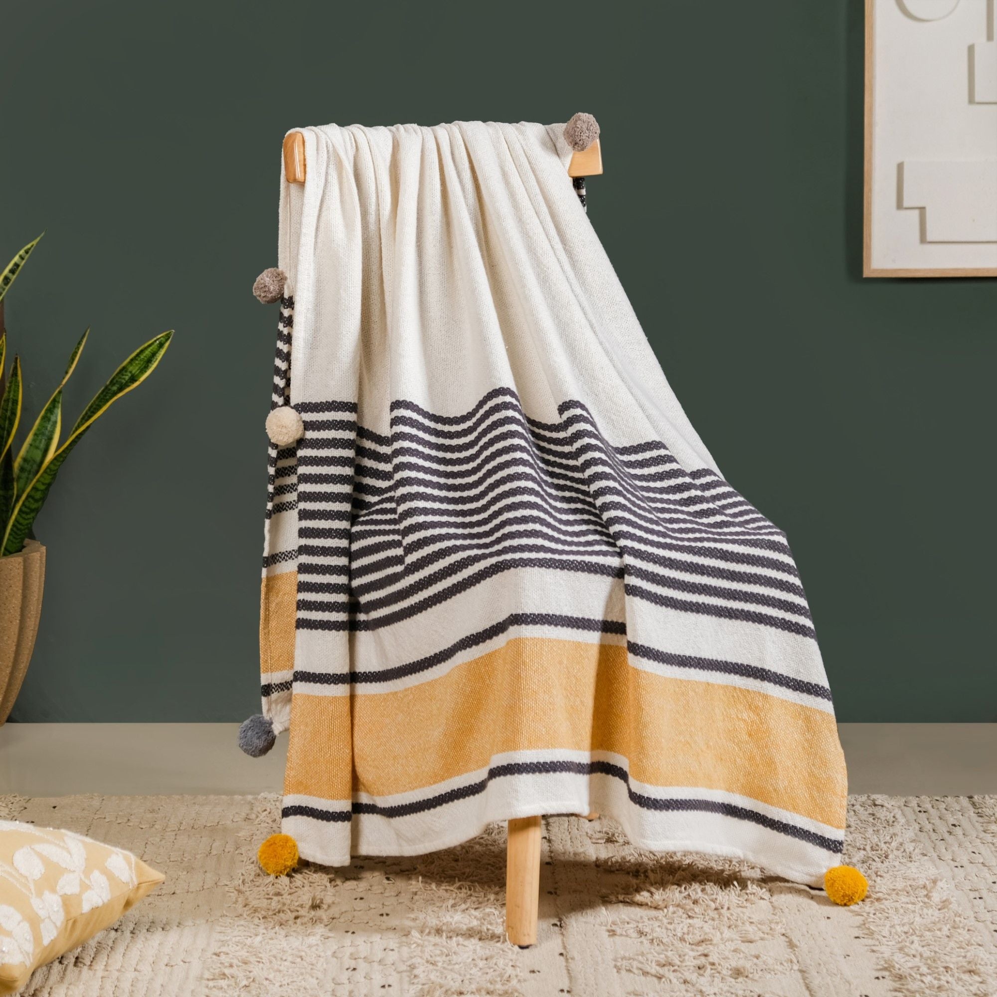 Stripe Story Cotton Throw Online - Premium Throw Blanket | Nestasia