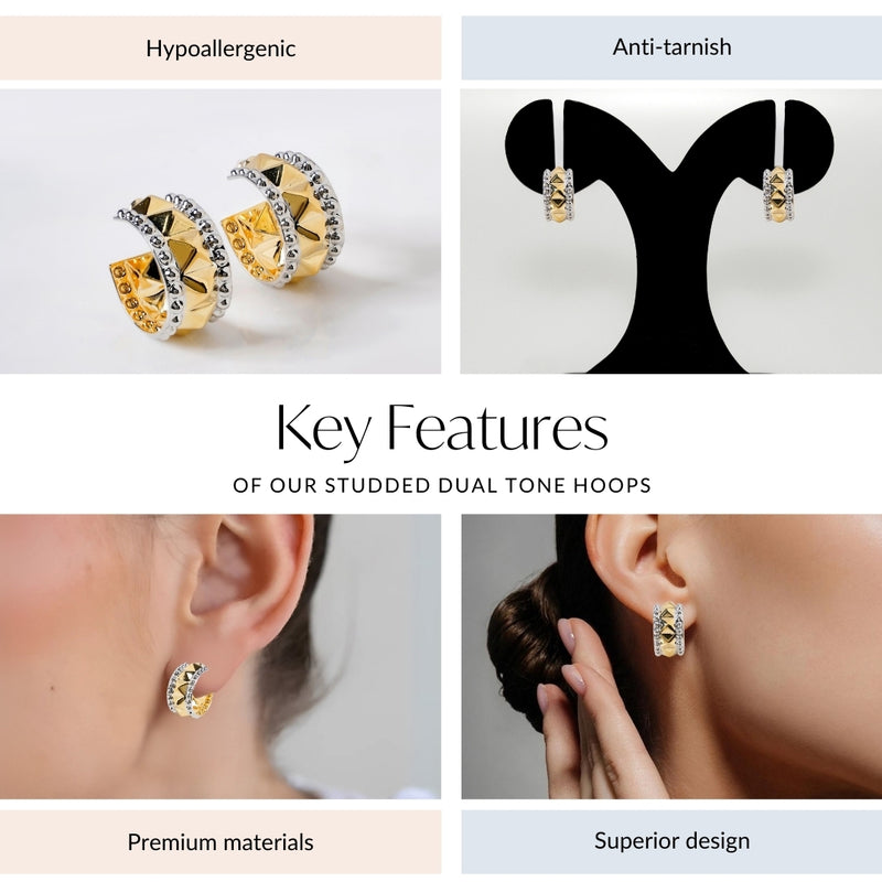 Studded Dual Tone Hoops