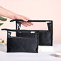 Stylish Black Travel And Makeup Pouch Set Of 2