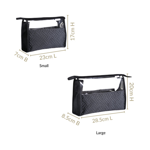 Stylish Black Travel And Makeup Pouch Set Of 2