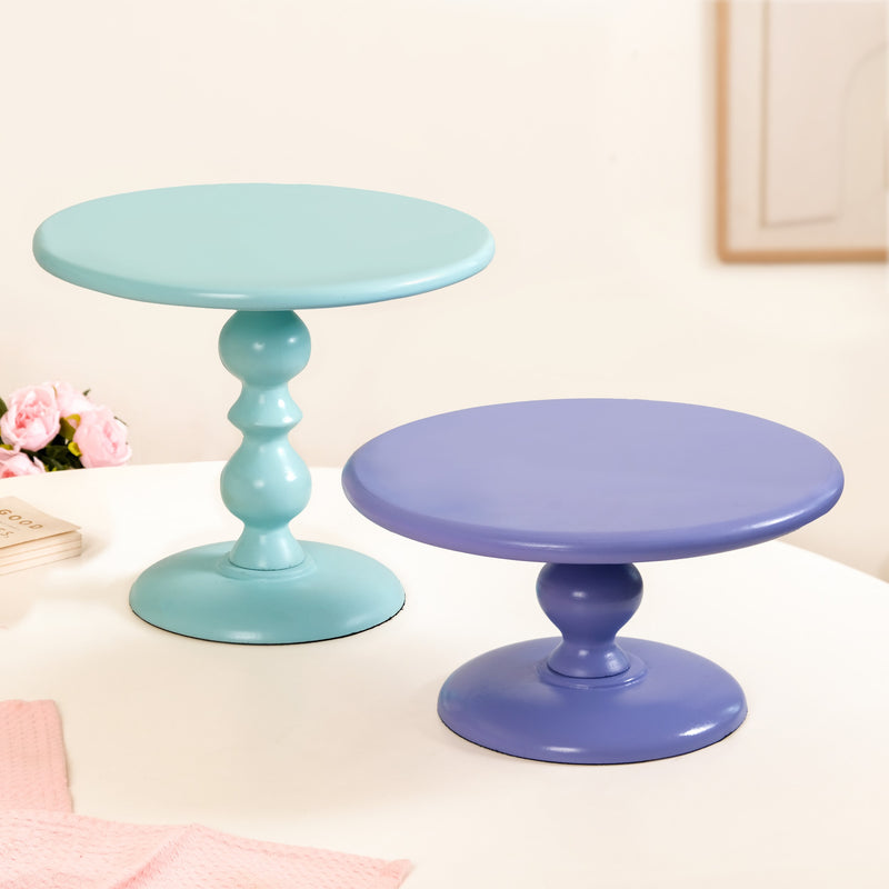 Sugar Pop Cake Stand Set Of 2 In Purple And Baby Blue