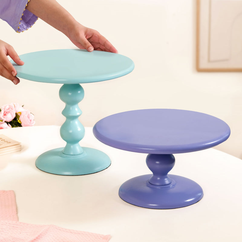 Sugar Pop Cake Stand Set Of 2 In Purple And Baby Blue