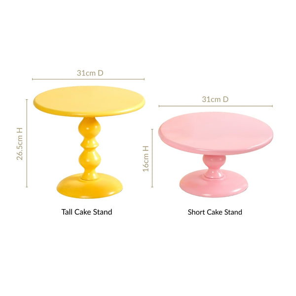 Sugar Pop Round Cake Stand Set Of 2 Pink And Yellow