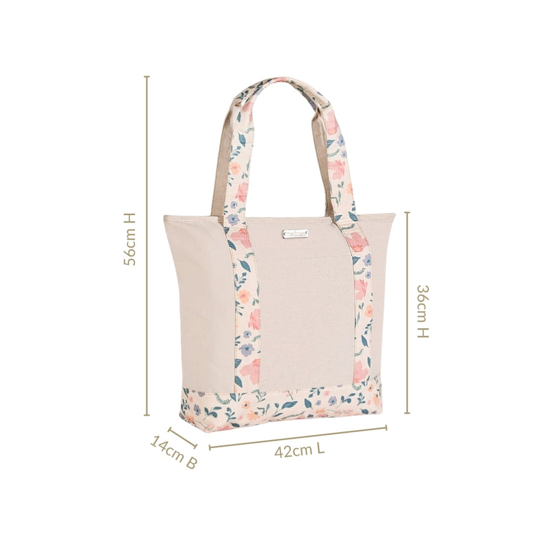 Summer Meadow Large Canvas Zipper Tote Bag
