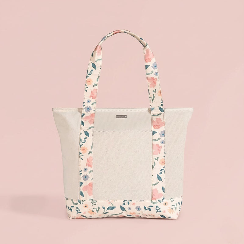 Summer Meadow Large Canvas Zipper Tote Bag