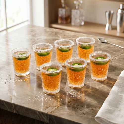 Sunburst Embossed Shot Glass Set Of 12 55ml