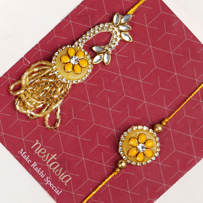 Sunflower Yellow Rakhi Lumba Set