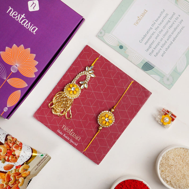 Sunflower Yellow Rakhi Lumba Set