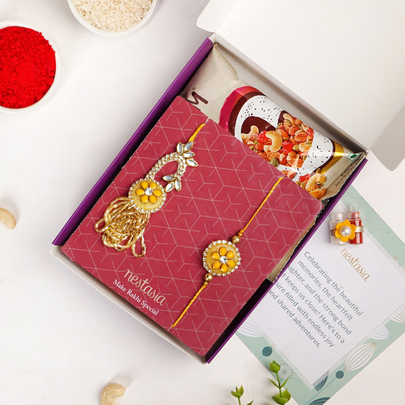 Sunflower Yellow Rakhi Lumba Set