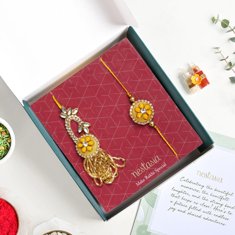 Sunflower Yellow Rakhi Lumba Set