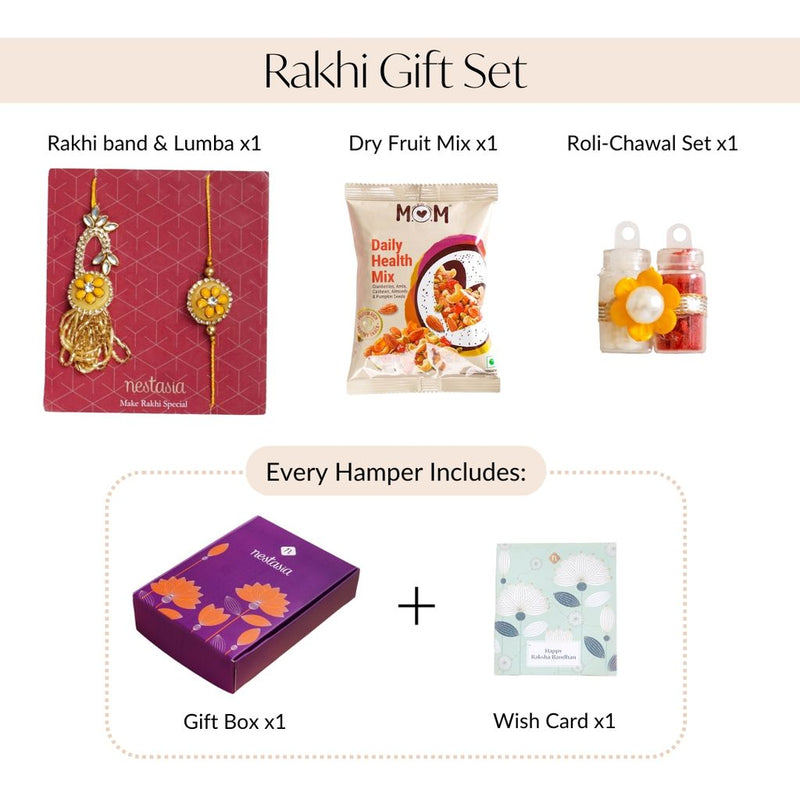 Sunflower Yellow Rakhi Lumba Set