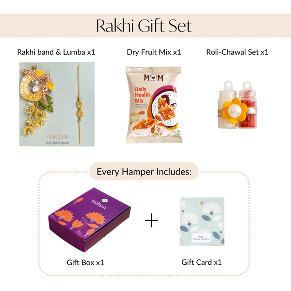 Sunlit Amber Petal Rakhi Lumba Set