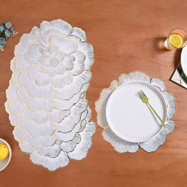 Gold Sunlit Petals Table Mat Set Of 6