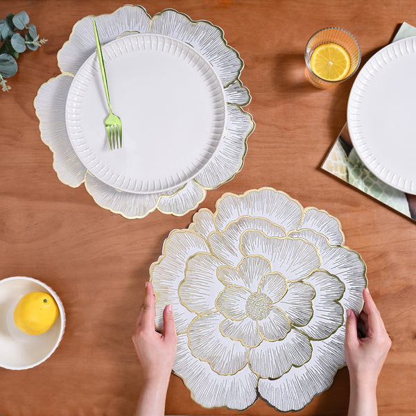 Gold Sunlit Petals Table Mat Set Of 6
