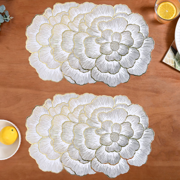 Gold Sunlit Petals Table Mat Set Of 6