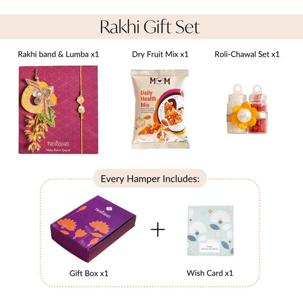 Sunlit Amber Petal Rakhi Lumba Set