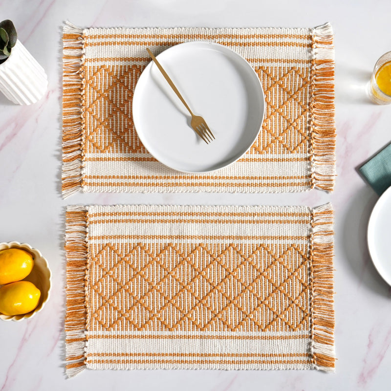 Sunloom Textured Placemat With Fringes Set Of 6
