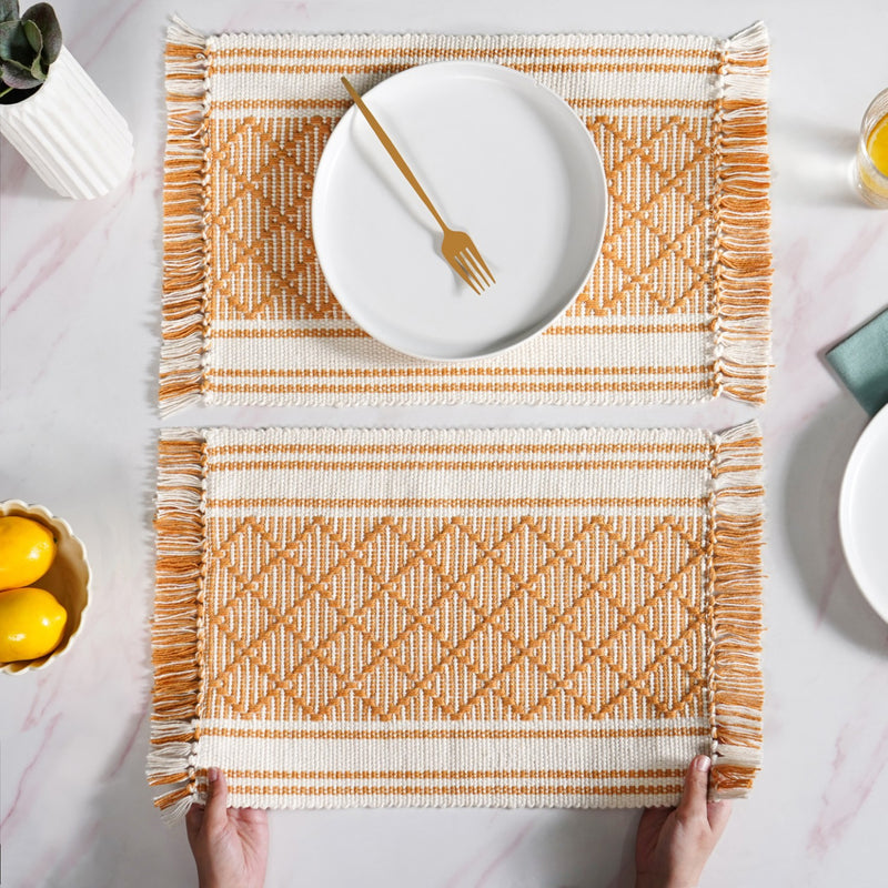 Sunloom Textured Placemat With Fringes Set Of 6