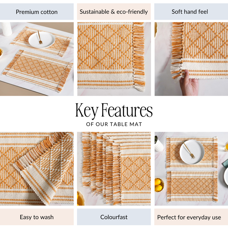 Sunloom Textured Placemat With Fringes Set Of 6