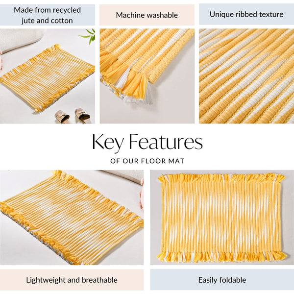 Sunny Yellow Anti Slip Cotton Floor Mat 85x62cm