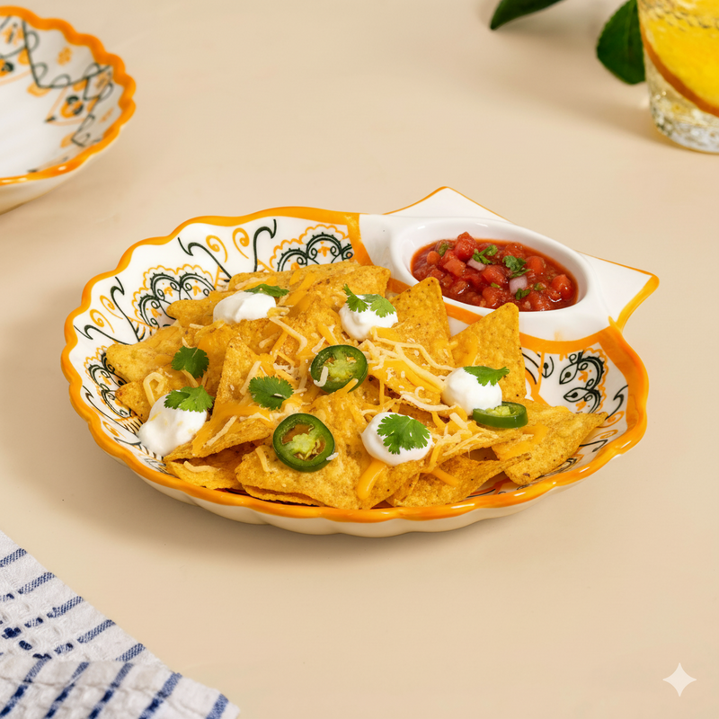 Sunny Bloom Ceramic Section Plate Set Of 2