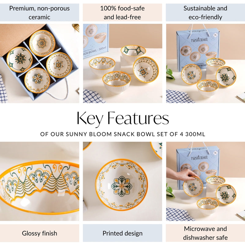Sunny Bloom Snack Bowl Set Of 4 300ml