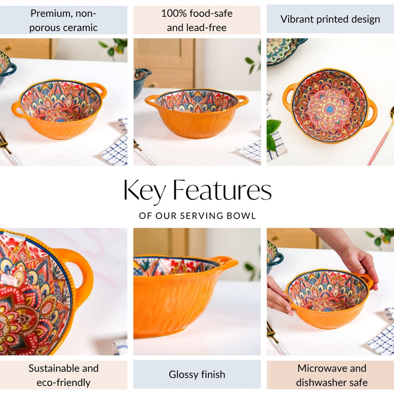 Sunrise Glazed Ceramic Serving Bowl Amber 1500ml