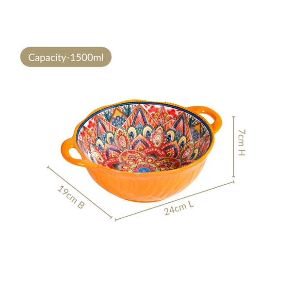 Mandala Melange Ceramic Serving Bowl Orange 1500ml