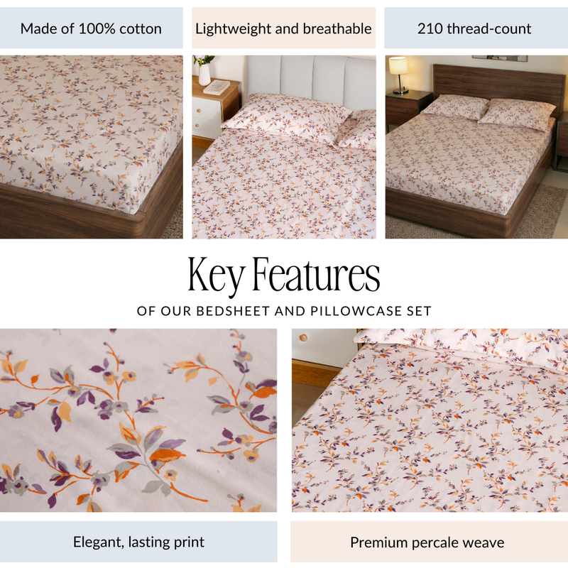 Sunsera Pure Cotton King Size Bedsheet Set 275x275cm