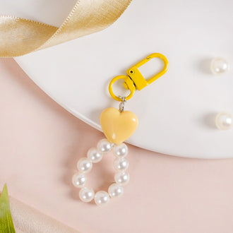 Sunshine Heart Keychain With Pearls