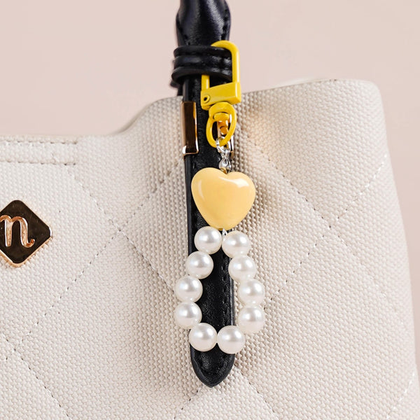 Sunshine Heart Keychain With Pearls