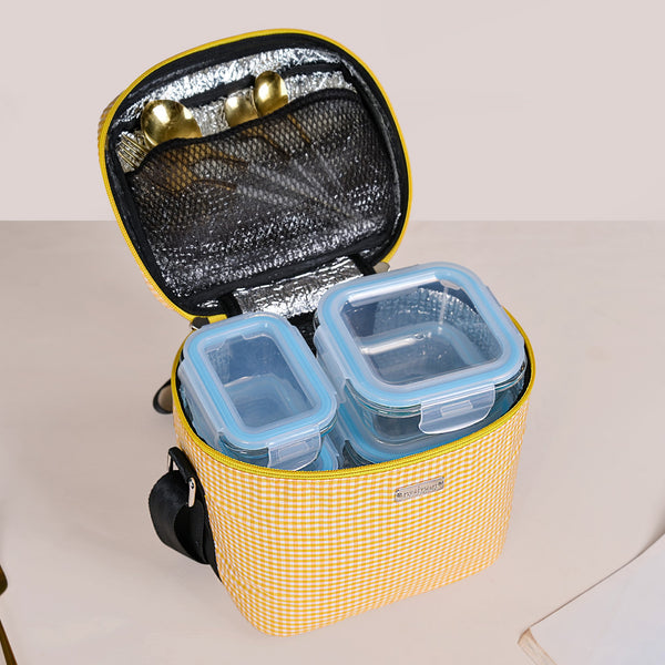 Sunshine Picnic Checked Insulated Lunch Bag