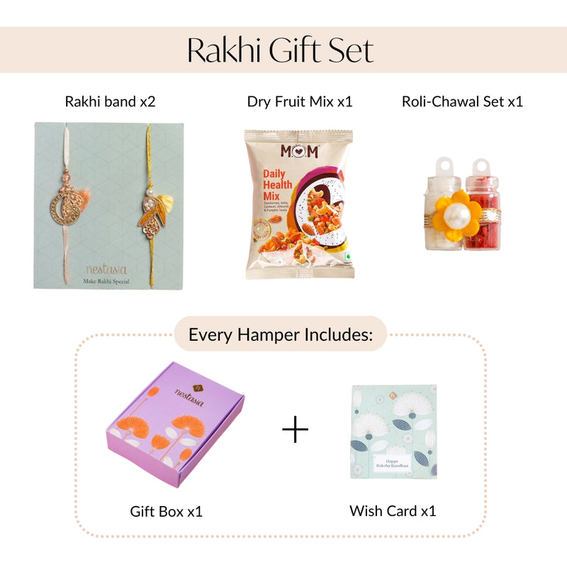 Sunshine Bloom Set Of 2 Rakhi Gift Set