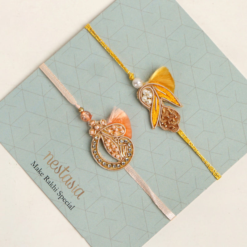 Sunshine Bloom Set Of 2 Rakhi Gift Set