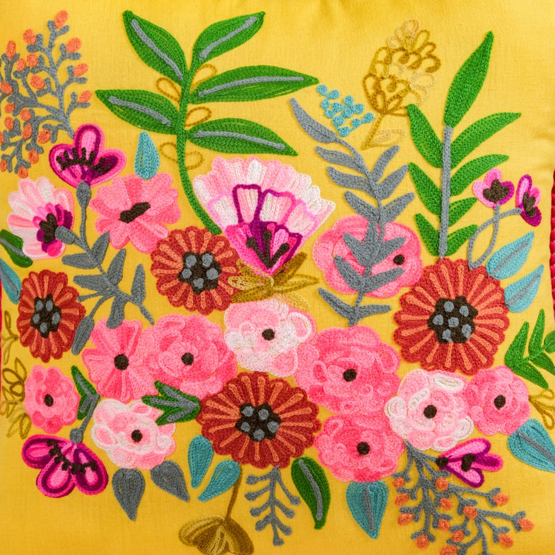Sunshine Bouquet Embroidered Cushion Cover 40x40cm