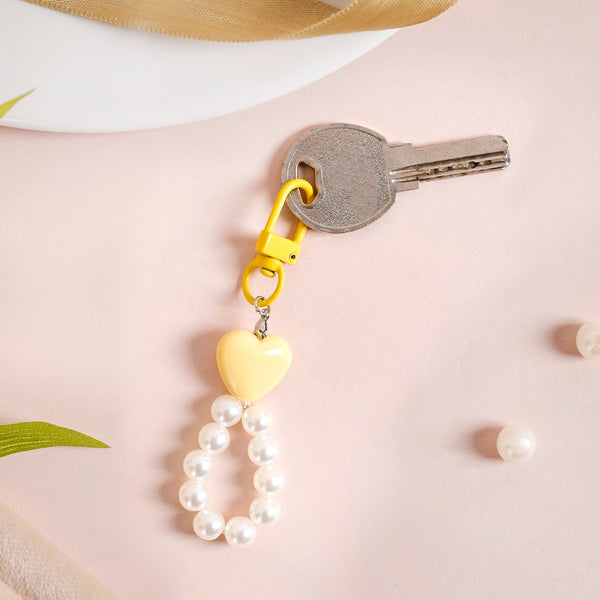 Sunshine Heart Keychain With Pearls