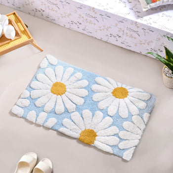 Supersoft Cotton Roseate Anti Slip Floor Mat Blue 85x52cm
