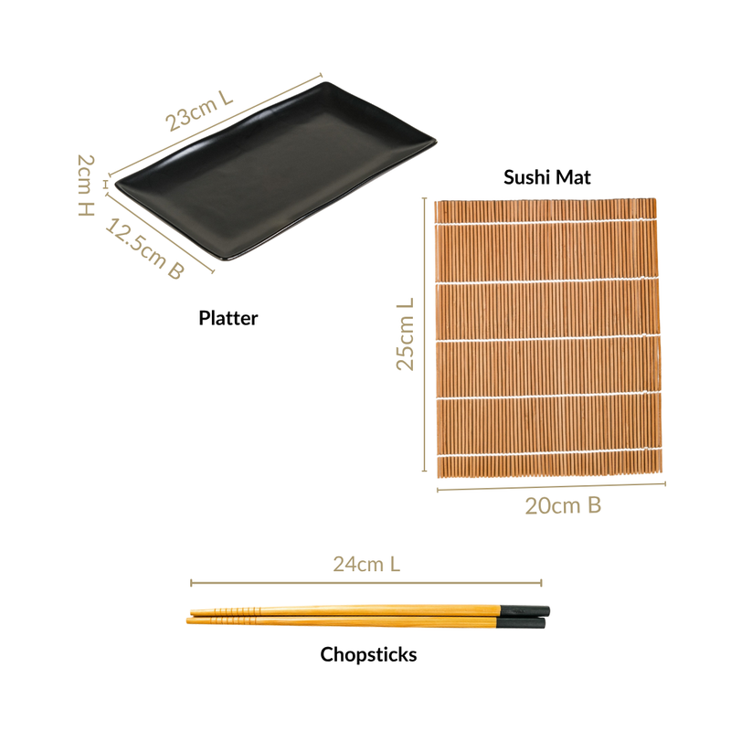 Sushi Kit With Rolling Mat And Chopsticks Set Of 9