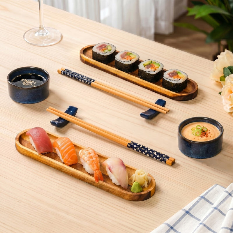 Sushi Platter With Bowl Chopstick And Holder Set Of 8