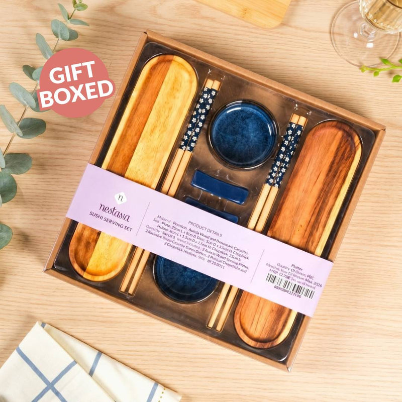 Sushi Platter With Bowl Chopstick And Holder Set Of 8