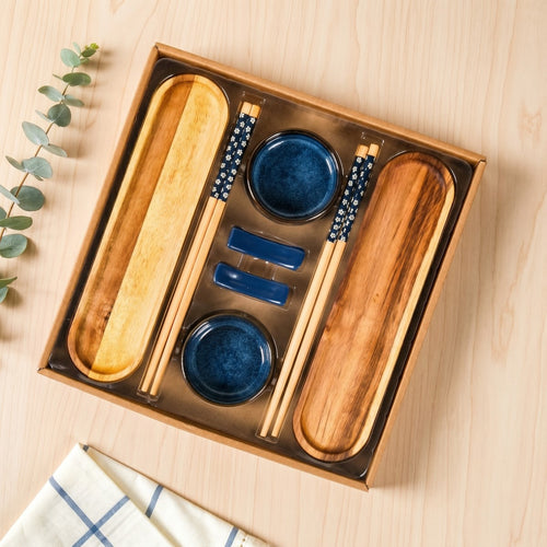Sushi Platter With Bowl Chopstick And Holder Set Of 8
